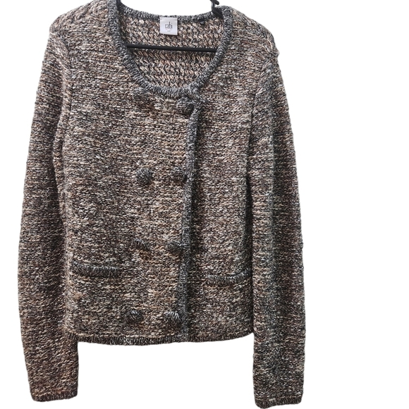 Cabi Ritz Tweed Sweater Blazer Brown Size M Double Breasted Grandma Old Money - Picture 1 of 6